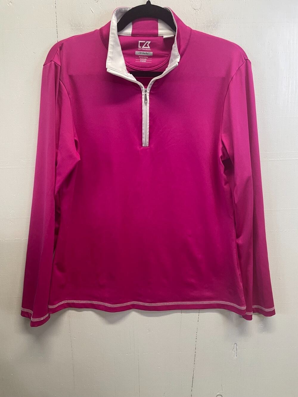 Cutter & Buck CB DryTec Long Sleeve Quarter Zip Golf Pullover Size Medium Pink